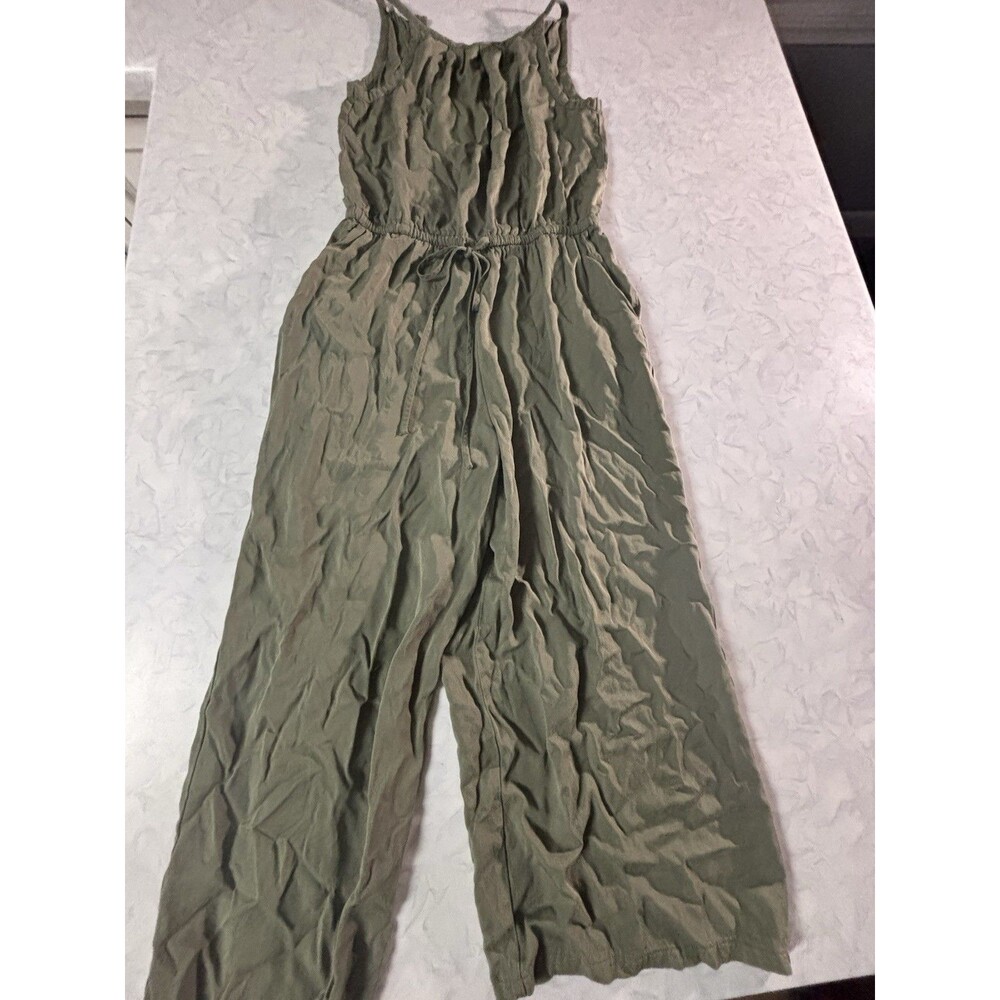 Maurices Womens XS Olive Green Sleeveless Wide Leg Jumpsuit Drawstring Waist